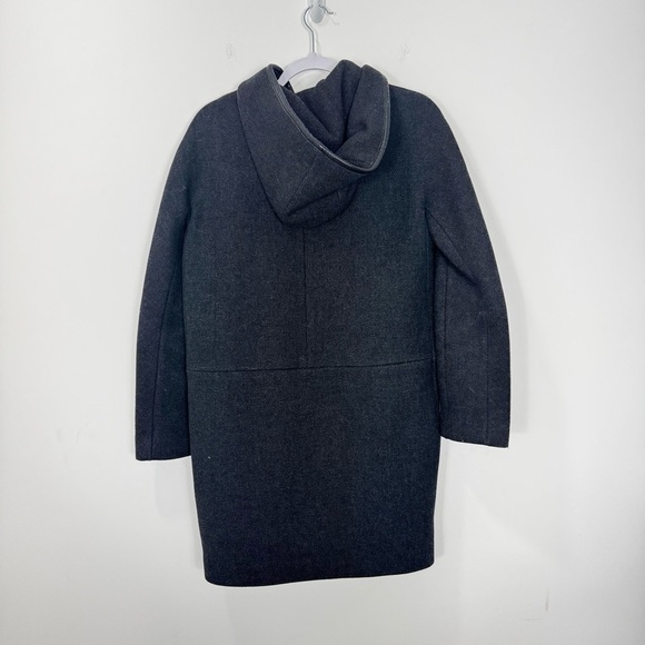 J.Crew Stadium Cloth by Nello Gori Charcoal Gray Wool Jacket Leather Trim Size 4 - Picture 3 of 11